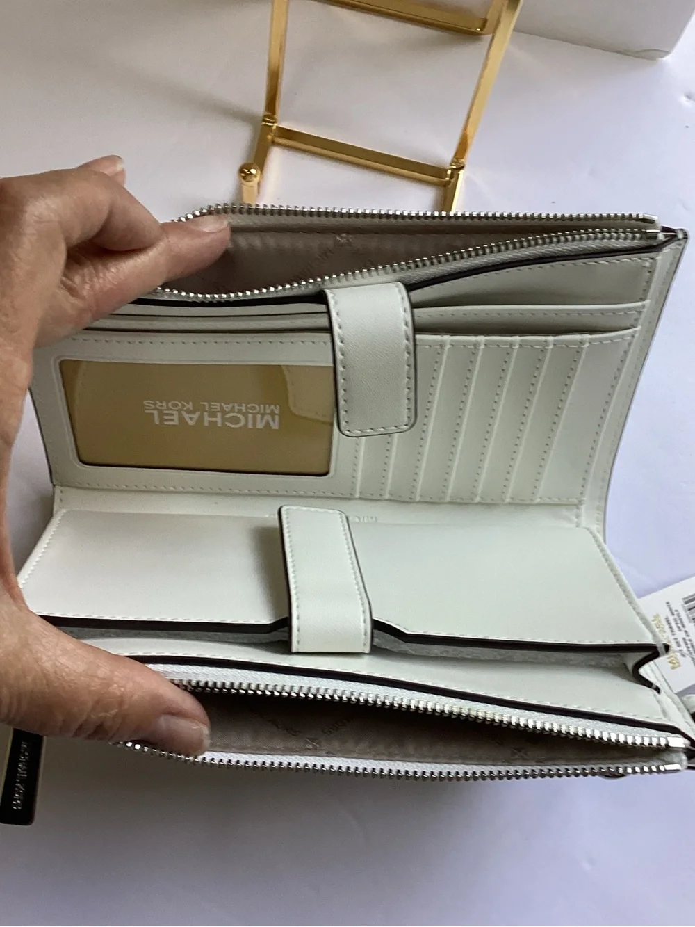 Michael Kors Optic White jet set double zip Wristlet, NWT